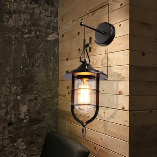Vista 2 de Lámpara de pared interior retro industrial viento lámpara de pared loft personalidad creativa arte pared barra café estudio hierro forjado E27