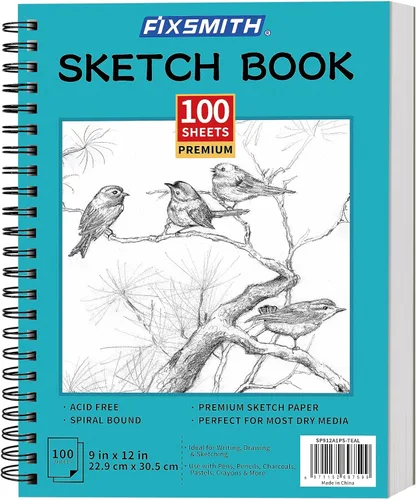 Vista 11 de FIXSMITH Cuaderno de bocetos de 5.5"X8.5" 100 hojas (68 lb/100gsm) Cuaderno de bocetos Papel de dibujo libre de ácido Bloc de bocetos
