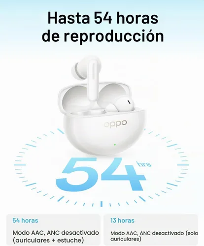 Vista 6 de OPPO Enco Air5 Pro - Audífonos inalámbricos verdaderos, Bluetooth 6.0 estéreo con cancelación activa de ruido de 55 dB, llamada clara AI de triple