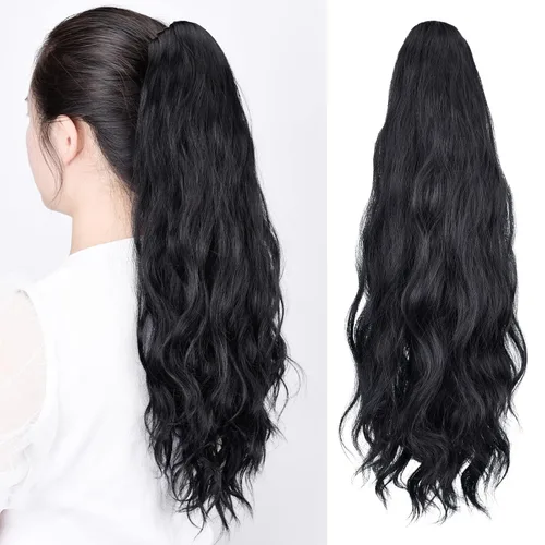 Vista 96 de Extensiones de cola de caballo de cabello rubio, extensiones de cola de caballo para mujer, pinza de extensiones de cabello rizado de 12 pulgadas