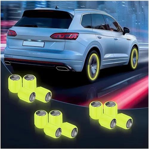 Vista 13 de 12 Tapas luminosas para vástago de válvula de neumáticos de automóvil, fluorescentes que brillan en la oscuridad, de presión, resistentes a la Azul