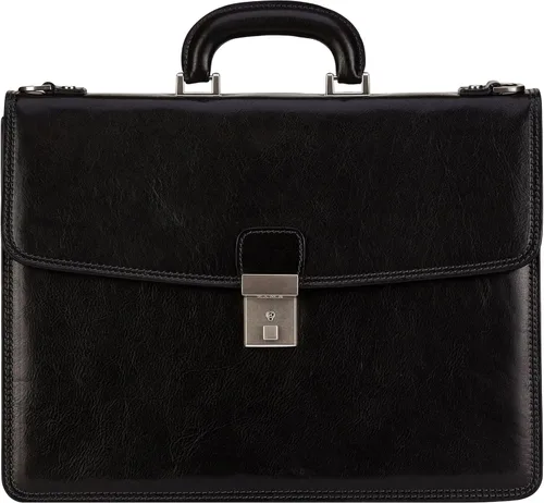 Time Resistance Leather Briefcase - Italian Handmade Leather Laptop Bag - Handbag for Men - Professional Computer Case