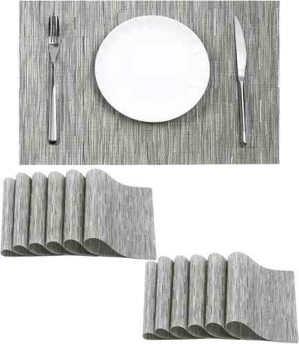 Vista 96 de Leetaltree - Juego de 4 manteles individuales beige, antideslizantes, resistentes al calor, para mesa de comedor, lavables, duraderos, de PVC