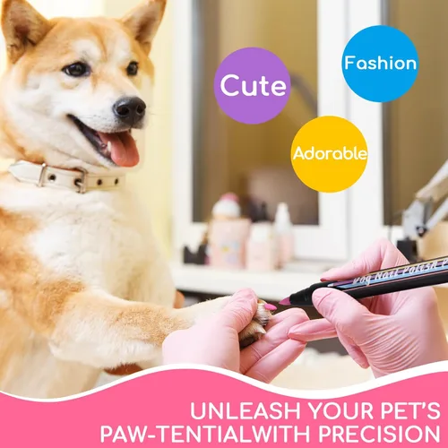 Vista 4 de OLINGYOU Esmalte de Uñas para Perro, Esmalte de Uñas para Perro con Lápiz de Secado Rápido-6 Colores, Juego de Esmaltes de Uñas para Mascotas