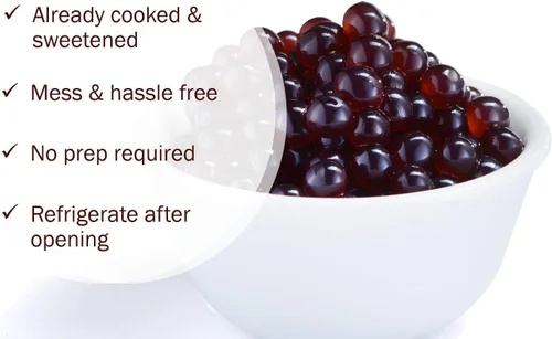 Vista 3 de BREXONIC Popping Boba Pearls - Perlas de Boba Reventadoras, Bolas de Té Explosivas, Cobertura para Bebidas y Postres, Sabores Fresa, Mango