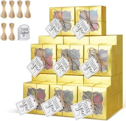 Vista 7 de KPOSIYA 10 cajas de panadería negras con ventana, cajas individuales para cupcakes de 4 x 4 x 2.5 pulgadas, cajas de galletas de papel kraft caja