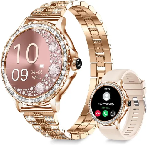 Vista 12 de Smart Watches for Women(Answer/Make Calls) with Diamonds, 1.3” HD Bluetooth Smart Watch for Android iOS Phones, IP68 Waterproof Fitness Activity