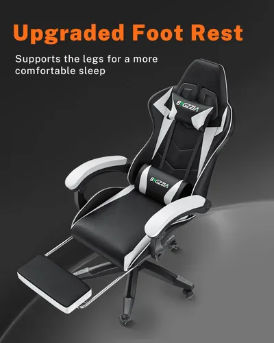 Vista 20 de Bigzzia Silla de videojuegos, sillas ergonómicas de videojuegos con almohada y soporte lumbar, silla de computadora ajustable en altura