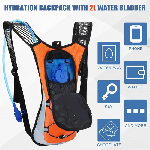 Vista 2 de Chunful Hydration Backpack with 2L Water Bladder, Lightweight Hydration Pack Outdoor Water Backpack for Men Women Running Cycling Biking Climbing