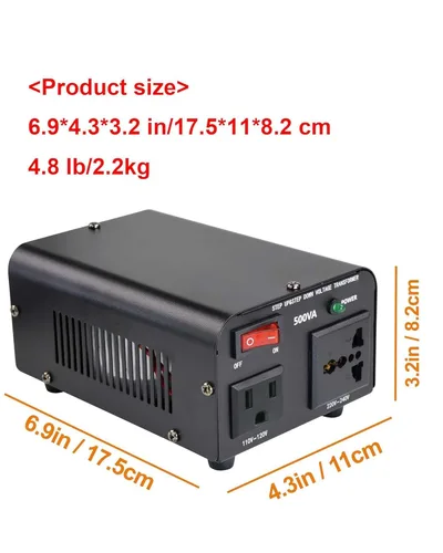 Vista 7 de Yinleader Convertidor de voltaje de 500 W Convertidor de potencia (110 V a 220 V, 220 V a 110 V) Convertidor de paso hacia arriba/abajo 110/120