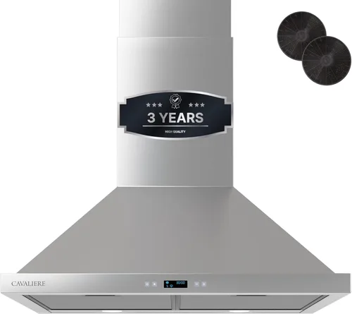 Vista 13 de CAVALIERE Campana extractora de montaje en pared de 30 pulgadas con enfoque en valor de 462 CFM, garantía de 3 años, acero inoxidable mejorado