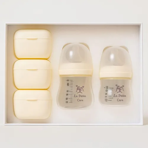 Vista 9 de Juego de 2 biberones de vidrio anticólicos de 3 onzas y 6 onzas, sin BPA, resistente al calor, con 3 pezones de silicona, caja de regalo de cuello