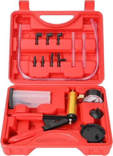 Vista 8 de Yonligonju Kit de purga de frenos con bomba de vacío manual con adaptadores de manómetro, juego de purga de líquido de frenos automotriz para Negro