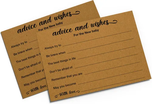 Advice and Wishes for Baby Shower, paquete de 50 tarjetas de consejos para bebé, tarjetas de juego de baby shower, 4 x 6 pulgadas (bebé nuevo)