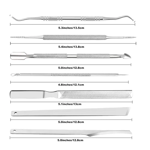 Vista 2 de ZIZZON Juego de 7 limas y levantadores de uñas encarnadas, kit de eliminación de uñas encarnadas de acero inoxidable, herramientas de pedicura