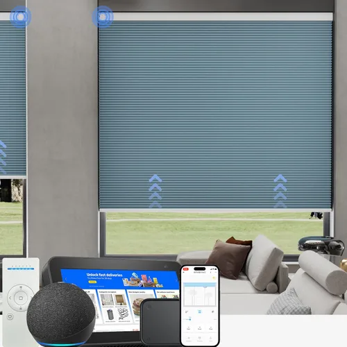 Vista 32 de MYshade Persianas celulares de tamaño personalizado, persianas opacas sin cordones para dormitorio, baño, sala de estar, control de luz, persianas