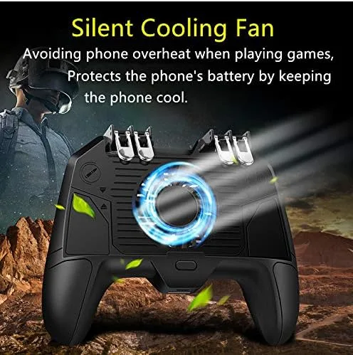 Vista 2 de Mobile Game ControllerThe Latest Version 4 Trigger with 4000mAh Power Bank Cooling Fan for PUBGCall of DutyFotnite 6 Finger Operation L1R1 L2R2