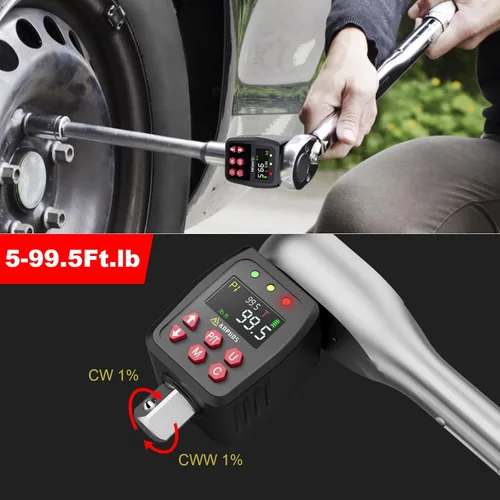 Vista 3 de ANPUDS Adaptador de par digital de 1/2", 5-99.5 pies-libra/6.75-135Nm, convertidor de llave dinamométrica digital con precisión de ±1%, valor