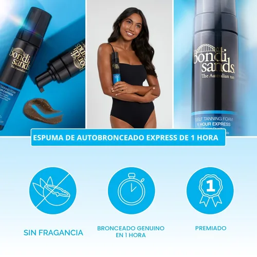 Vista 5 de Bondi Sands Espuma Autobronceadora Express, Ligera, Sin Fragancia, Autobronceador para un Bronceado Uniforme y Sin Rayas, 6.76 fl oz