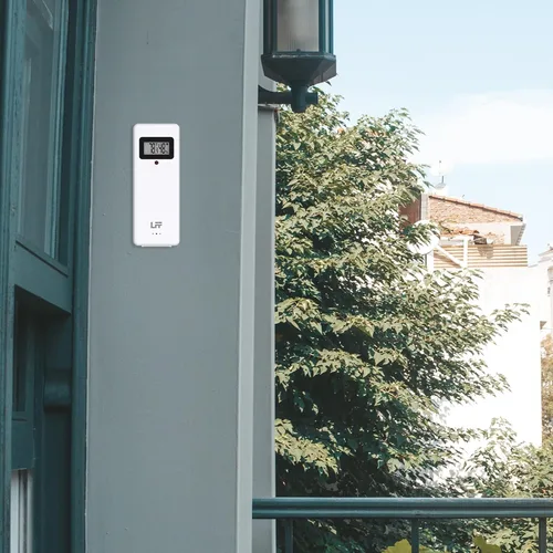 Vista 7 de LFF Sensor remoto inalámbrico con temperatura y humedad en interiores y exteriores, pantalla LCD para estación meteorológica, reloj atómico, versión