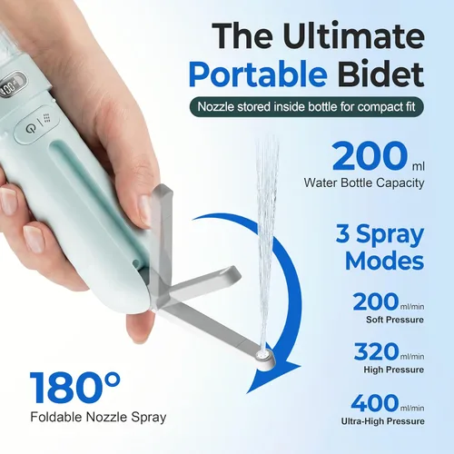 Vista 5 de Bidé eléctrico portátil – Bidé de viaje recargable para mujeres, cuidado posparto e higiene personal con 3 modos de presión para viajes en casa