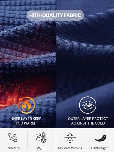 Vista 4 de NORTHYARD Camisas térmicas atléticas para hombre, con forro polar, capa base, manga larga, cuello redondo, entrenamiento, correr, sala de estar
