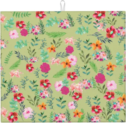 Vista 27 de Pan de comida con cuchara y tenedor tazas de granos de café, alfombrillas de secado de platos con temática de vinatge para encimera de cocina