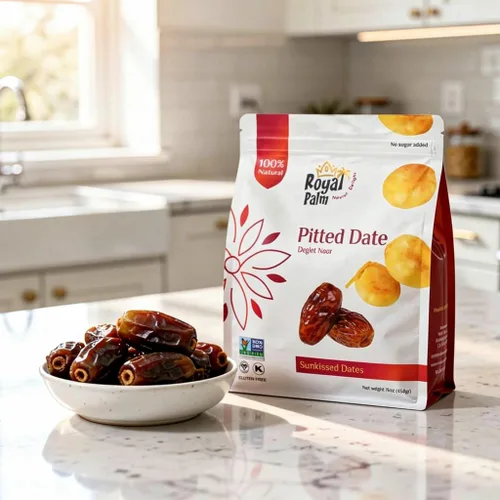 Vista 2 de Royal Palm Deglet Noor Dates 16oz (Paquete de 1) – Dátiles Secos Naturales Sin Hueso para Hornear – Sin OGM, Kosher, Crudos, Sin Azúcar Añadida