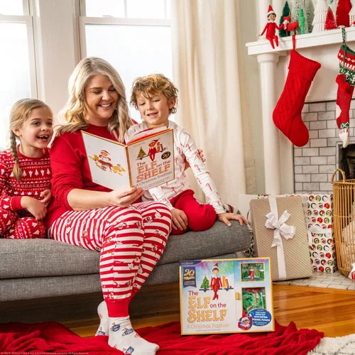 Vista 5 de The Elf on the Shelf: Una Tradición Navideña Edición Limitada del 20º Aniversario Set de Caja - Elfo Explorador Posicionable con Ojos Azules, Libro