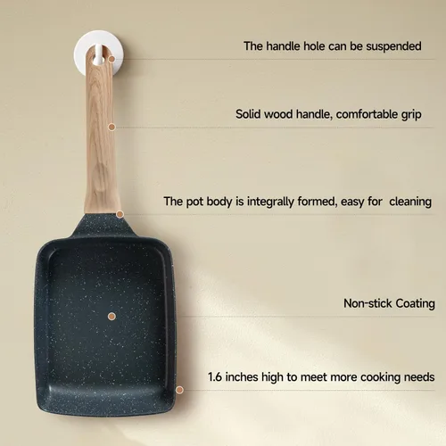 Vista 3 de Sartén antiadherente de granito para tortillas – Sartén para panqueques y olla de huevos saludable adecuada para estufa de gas, sartén versátil