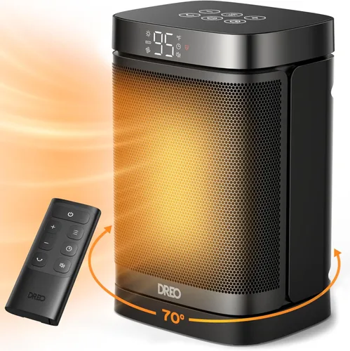 DREO Calentador de espacio, calentadores eléctricos portátiles de 1500 W para uso en interiores, calentador de cerámica PTC para oficina con control