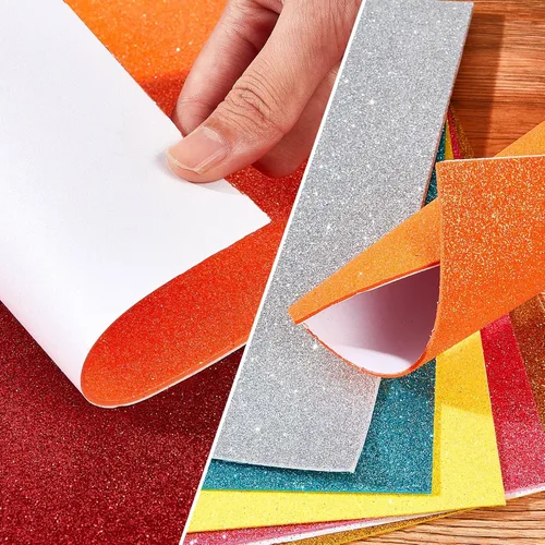 Vista 3 de Sherr 72 hojas de espuma con purpurina para manualidades de 8 x 12 pulgadas, cartulina de espuma adhesiva autoadhesiva para proyectos de arte