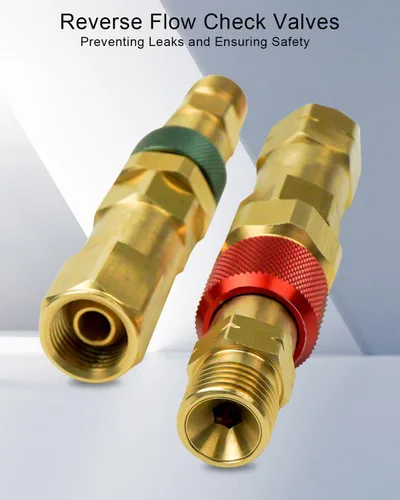 Vista 4 de Juego de accesorios de conexión rápida de regulador a manguera con válvulas de retención para soldadura de antorcha, conjunto de antorcha de latón a