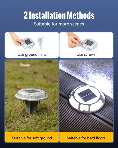 Vista 3 de Luces Solares para Entrada de Vehículos Luces de Muelle Impermeables Paquete de 4, 2 Colores en 1, Luces LED Solares de Cubierta para Exteriores
