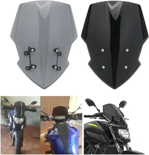 Vista 6 de Motorcycle Windscreen Motorcycle Windshield with Mounting Bracket Wind Deflectors Windscreen for YA&MAHA MT07 MT FZ 07 2013 2014 2015 2016 2017 FZ-07