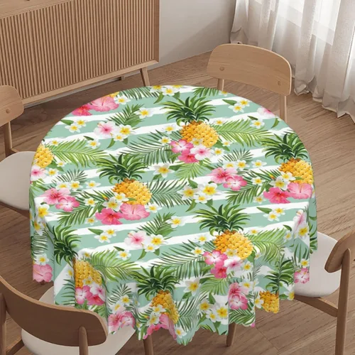 Vista 12 de Mantel redondo con patrón náutico, tela impermeable, reutilizable, lavable, a prueba de derrames, resistente a las arrugas, para cocina, boda