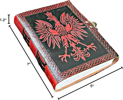 Vista 10 de Blank Spell Book of Shadows Leather Journal – Red Eagle Embossed Diary Celtic Knot Border Notebook Vintage Writing Journal, Sketchbook & Gift