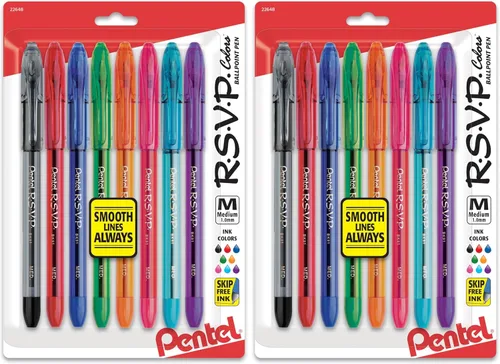 Vista 7 de Pentel R.S.V.P. Colors - Bolígrafo mediano, tinta surtida, paquete de 5 unidades (BK91CRBP5M)