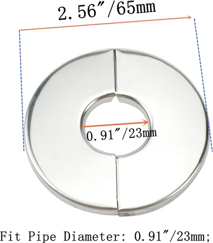 Vista 2 de Placa de Escudo de Brida Dividida para Pared, Placa Redonda de Acero Inoxidable para Tubo de 23mm/0.91" de Diámetro, Paquete de 4