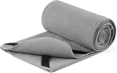 Vista 9 de MICROFI Toalla Estera de Microfibra para Yoga Caliente, 24 x 72 pulgadas, con Agarre de Silicona Antideslizante, Correas Elásticas de Ajuste Seguro