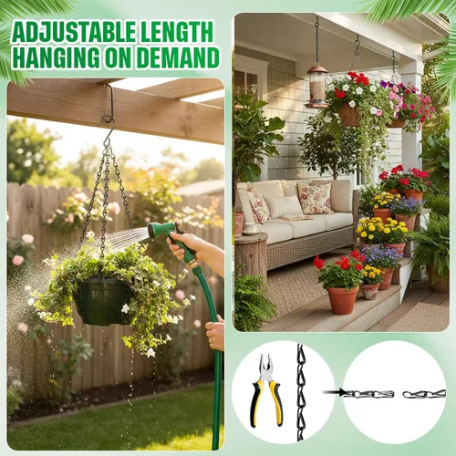 Vista 5 de EBOOT 2 piezas cadena colgante para comederos de pájaros, macetas, linternas y adornos (negro, 9.5 pulgadas)