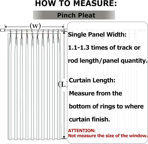 Vista 6 de Frelement Cortinas plisadas de lino sin forro para sala de estar y dormitorio, cortinas con bloqueo de luz para puerta corrediza de patio, 1 panel