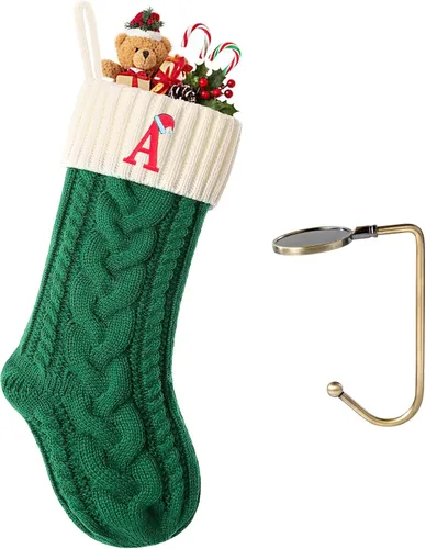 Vista 95 de Botas de Navidad personalizadas, iniciales personalizadas, 18 pulgadas, botas de Navidad tejidas con letras para colgar en la chimenea, botas
