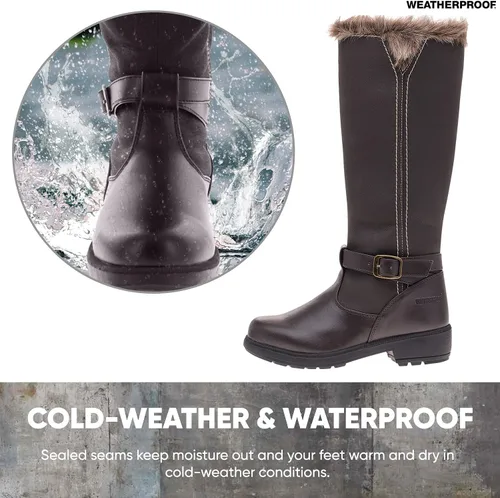 Vista 5 de Botas de invierno resistentes a la intemperie para mujer con cremallera lateral (Debby) impermeables aisladas altas botas de invierno para mayor