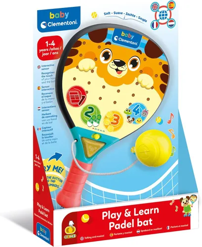 Vista 2 de Clementoni Baby Padel - Interactive toy for children 12 months Educational rocket with sounds, lighting and motion detection Learning numbers