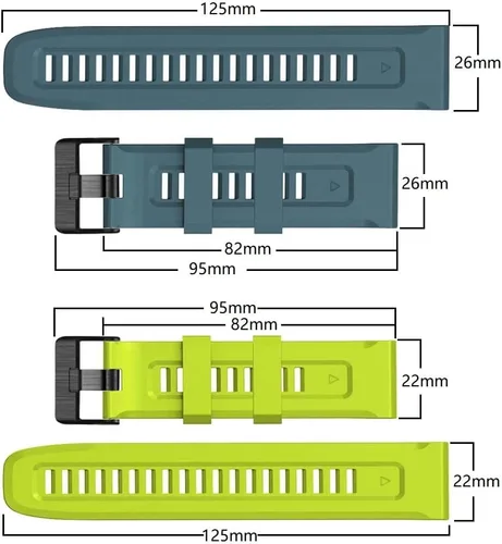Vista 4 de REYDA Correa de silicona compatible con Garmin Fenix 7X/7X Pro/6X/6X Pro/5X/5X Plus/3/3 HR, 1.024 in, ajuste rápido, pulsera de silicona suave