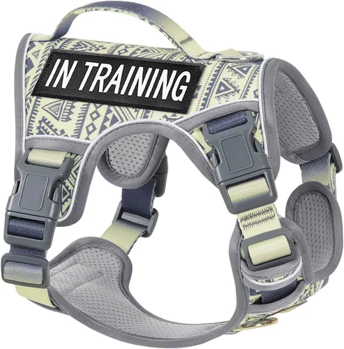 Vista 9 de Arnés para perro sin tirones para perros de tamaño pequeño, chaleco ajustable para caminar fácilmente, material Oxford transpirable, tiras