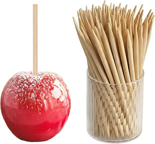 HANSGO Palitos de Manzana de Caramelo, Pinchos de Bambú de 6 mm y 5.25 pulgadas para Palitos de Manzana de Caramelo, Algodón de Azúcar y Piruletas,