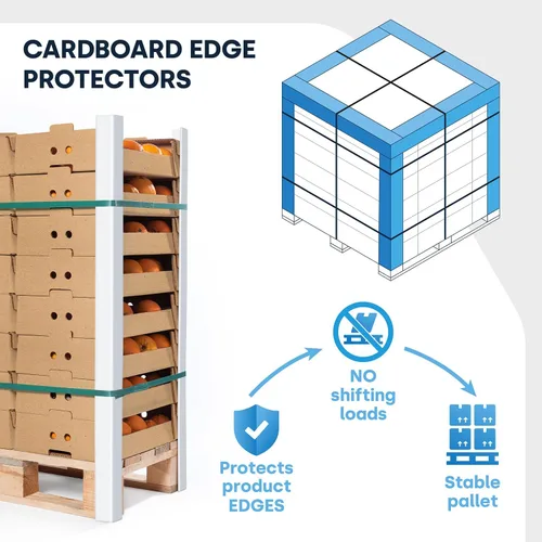 Vista 4 de Esquinas de cartón para embalaje - 5 cm de ancho x 5 cm de profundidad x 30,5 cm de largo, Protectores de esquinas para cajas de palet de servicio