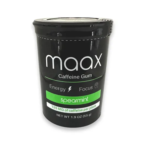 Maax Caffeine Energy Gum | Focus Gum | 125 mg de cafeína por pieza | Menta verde | 25 piezas por envase